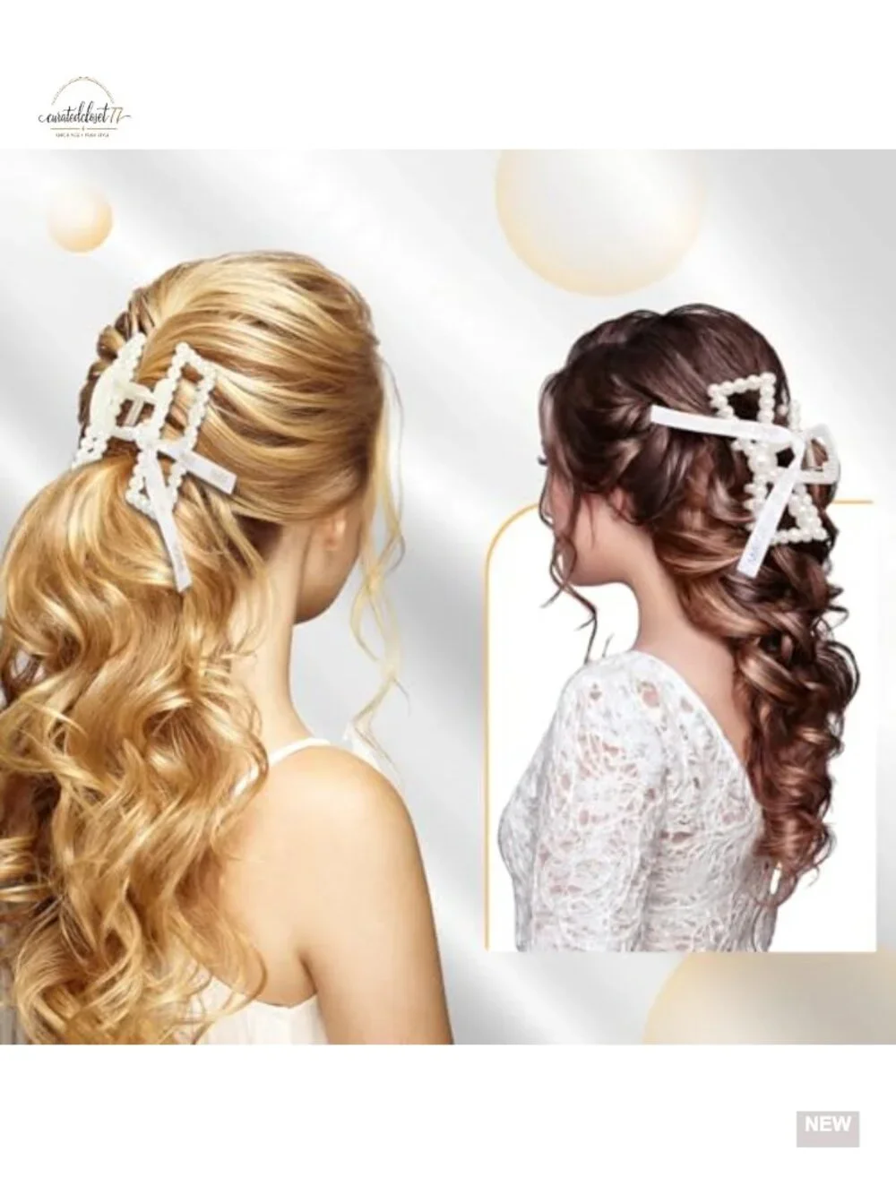 11 Pcs Pearl Hair Claws with Ribbon for Bridesmaid Proposal Gifts